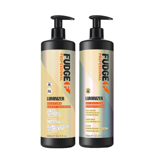 Fudge Luminizer Moisture Boost Shampoo & Weightless Conditioner 1000ml Duo