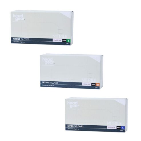 Head Gear Nitrile Black Disposable Gloves Pack 100