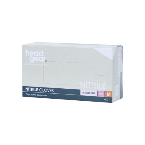 Head Gear Pink Nitrile Powder Free Gloves Pack 100