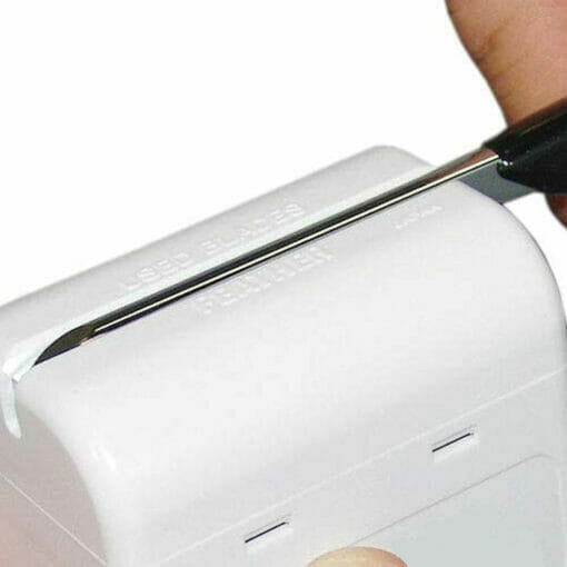 White Plastic Feather Razor Blade Disposal Box