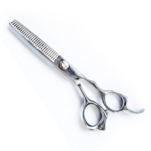 Samurai 6.0 440c Japanese steel Scissors/ Thinning Shears , superb straight scissors/ shear with angled finger rings for comfort. Ergonomic with high grade tension screw for ultimate control. Convex edge blades for a perfect cut every time. 12 month guarantee